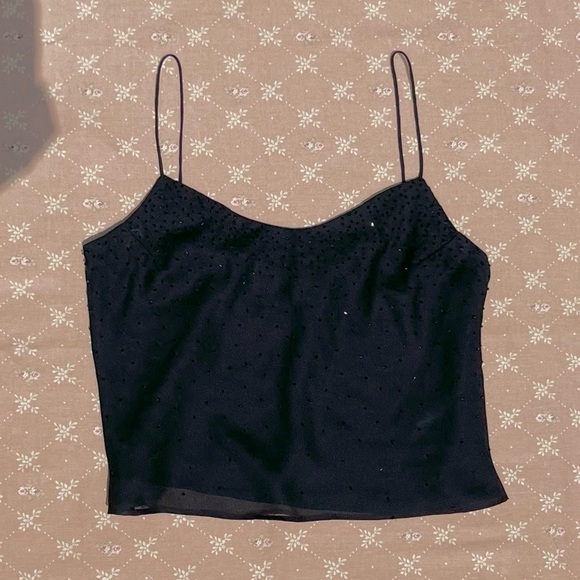 SOLD Vintage Cachet Beaded Black Cami Going Out Top Size Small - Picture 4 of 7